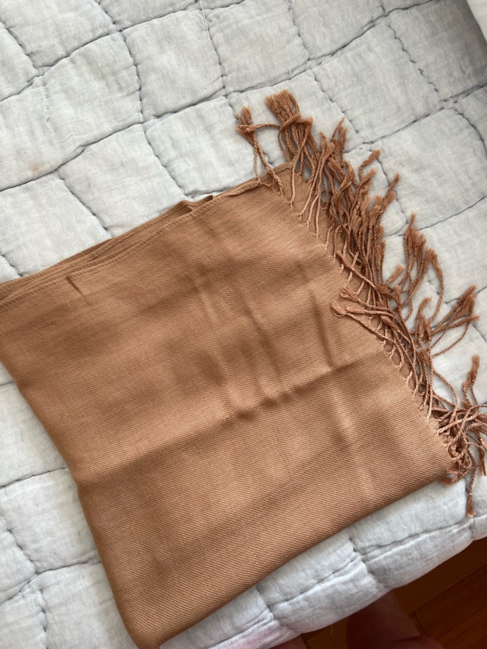 Soft Fringe Wrap Scarf in Camel